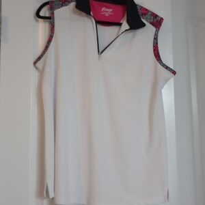 Fringe Studio White and Black Tank Top with Pink Accents